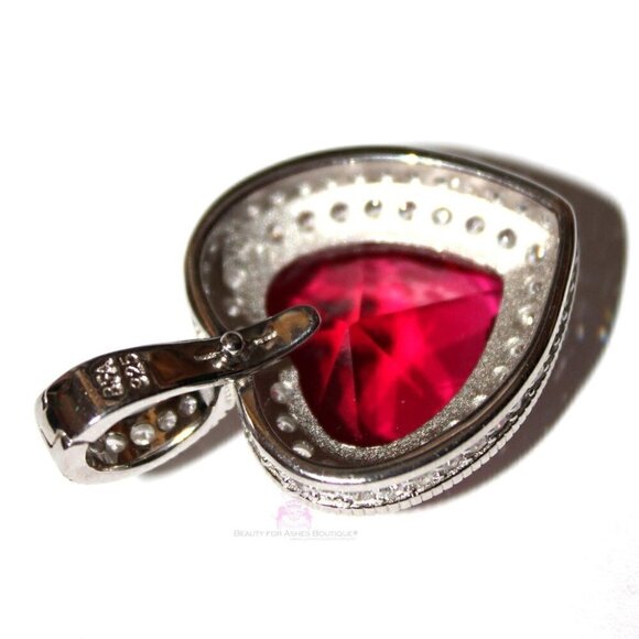 Love Heart for Jerusalem™ Sapphire Blue Cz 925 Sterling Silver Statement Pendant - Picture 3 of 5